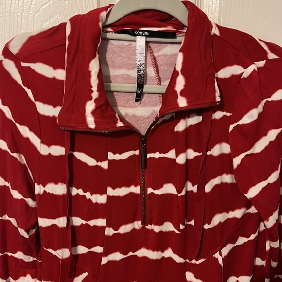 Kensie Athleisure Red and White Long Sleeve Dress - Picture 5 of 7